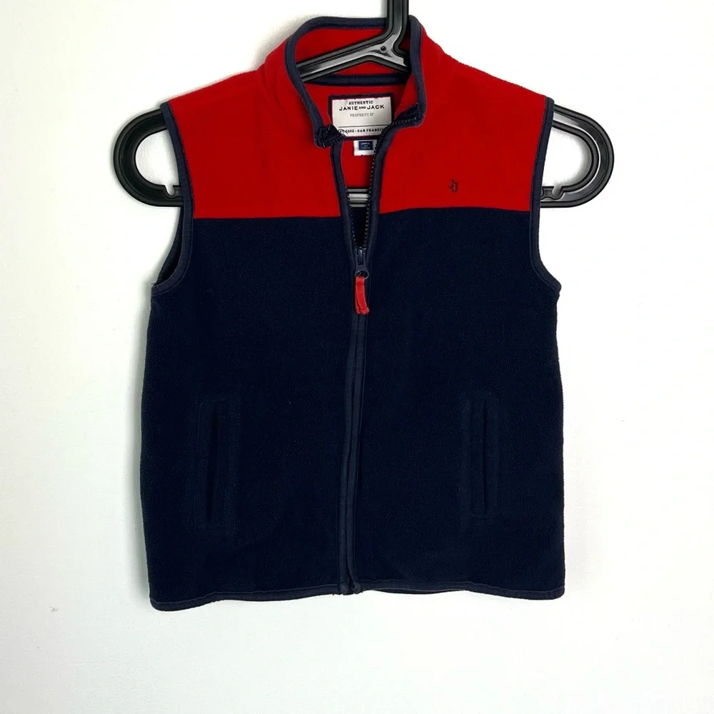 Janie and Jack Red Fleece Jacket Little Boy 3-4‎ y